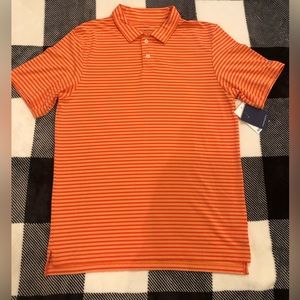 crown & ivy Cantaloupe Striped Performance Short Sleeve Polo, Boys XL, NWT